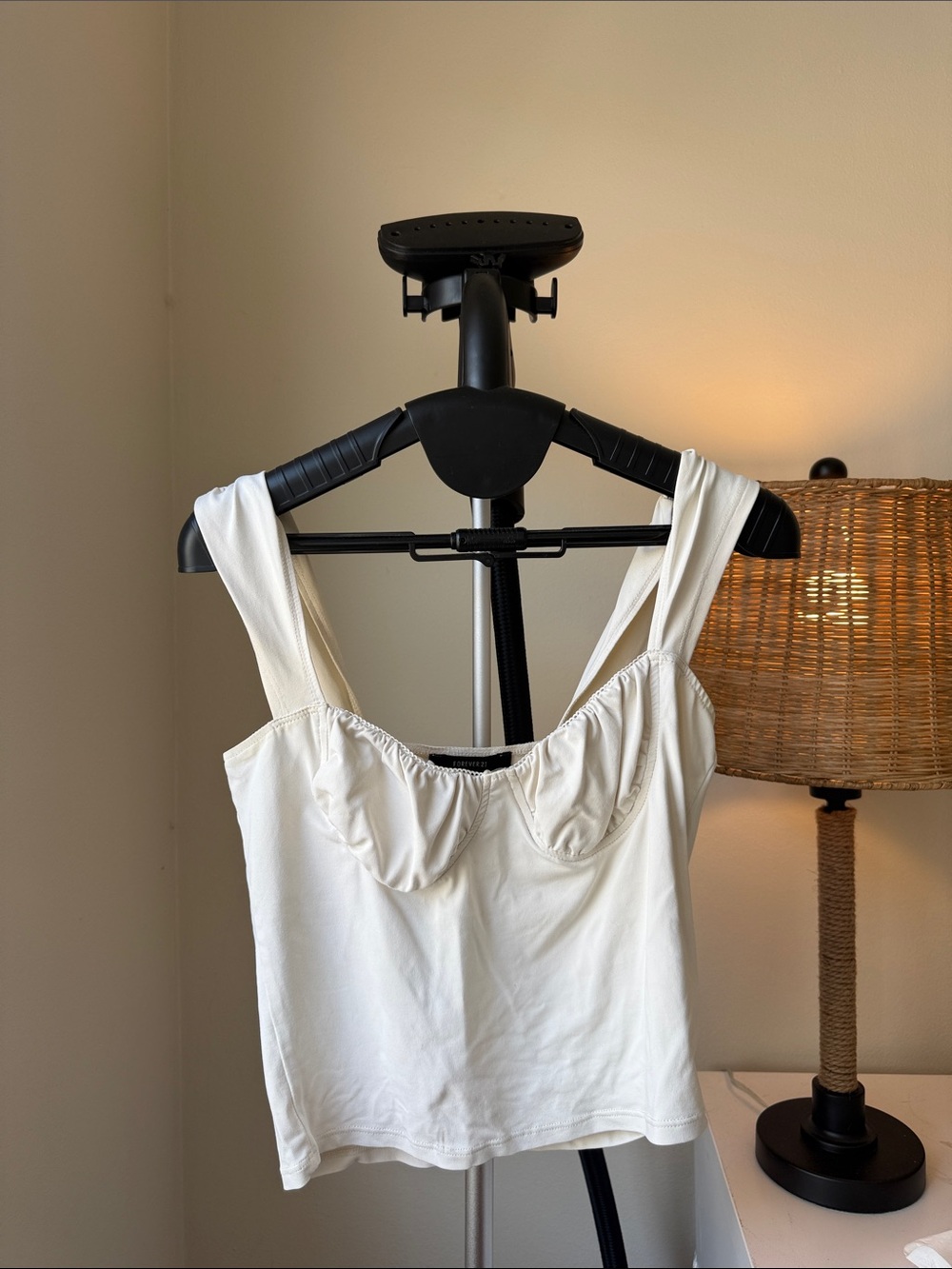 Forever 21 White Ruched Bust Camisole - Women